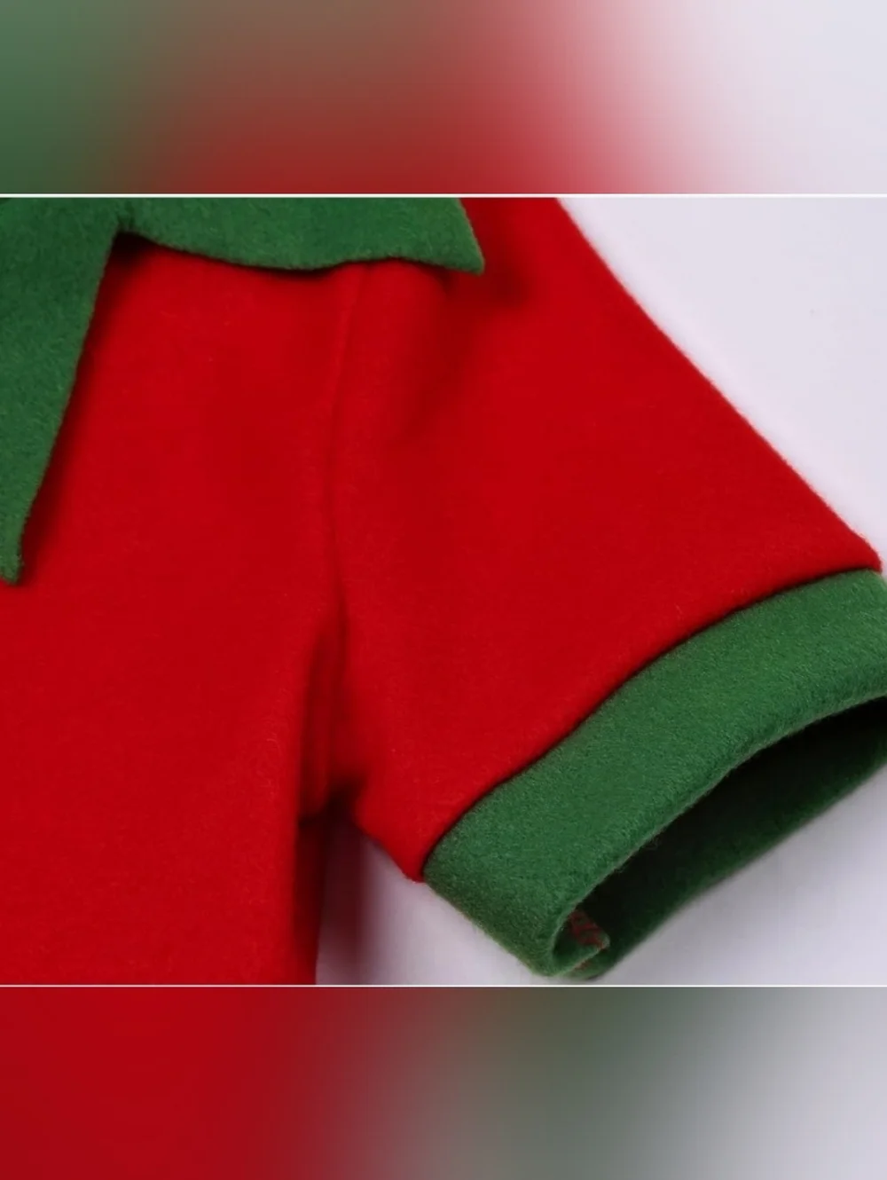 New Girls Red & Green Elf Costume Dress with Hat and Accessories